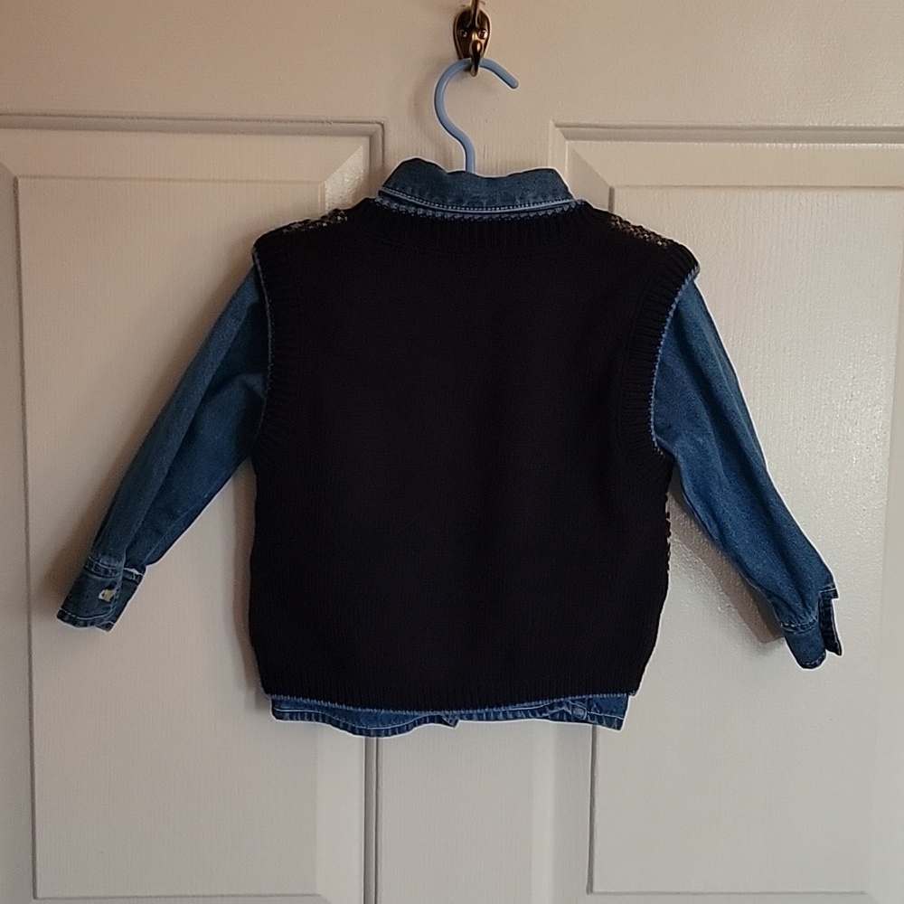 BT Kids, 2T denim shirt and vest, boys, blue, green and white - Picture 2 of 10